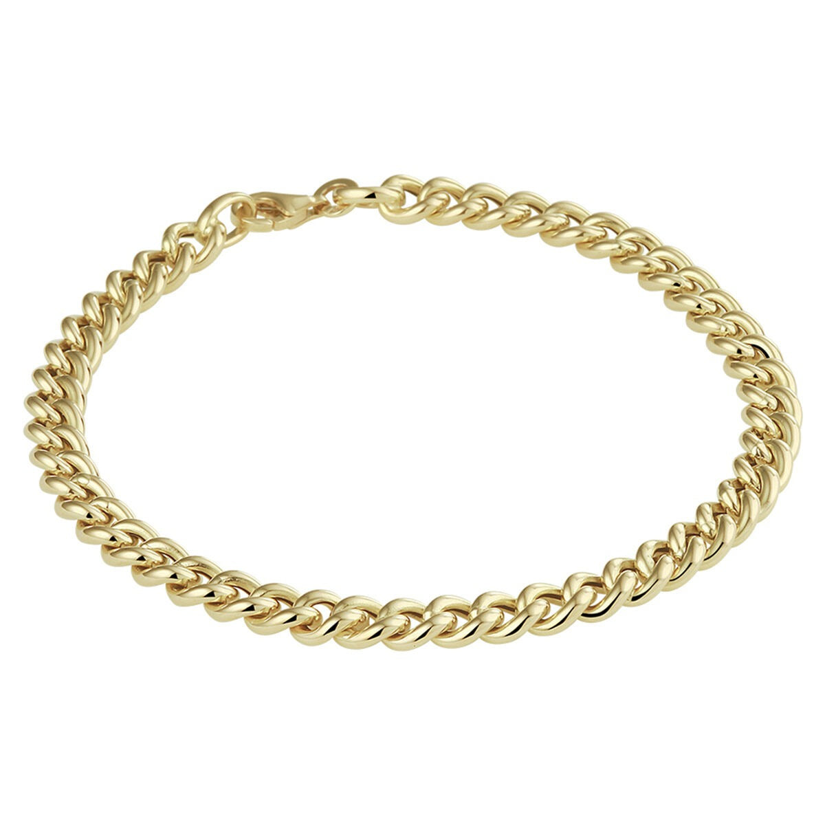 Bracelet gourmet en or jaune 14 carats de 5,2 mm et 19 cm de longueur.