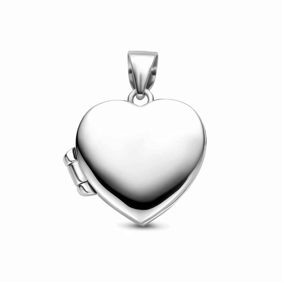 Pendentif en argent en forme de cœur, 15,5 mm, avec finition lisse et fermoir.
