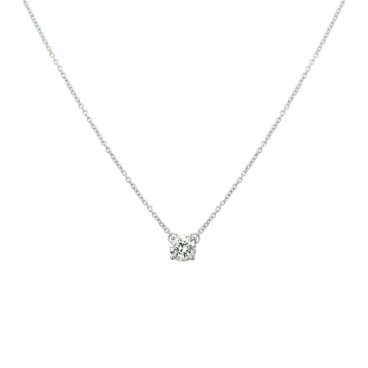Collier en argent rhodié 925 avec zirconia, chaîne délicate et pendentif brillant.