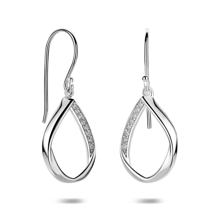Gerhodineerd 925 zilveren druppelvormige oorhangers met zirkonia