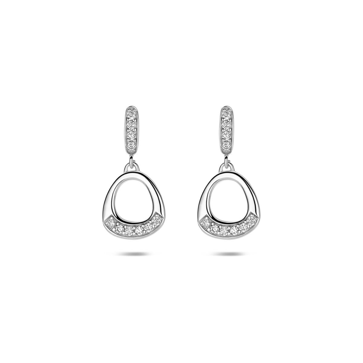 Gerhodineerd 925 zilveren oorhangers met zirkonia