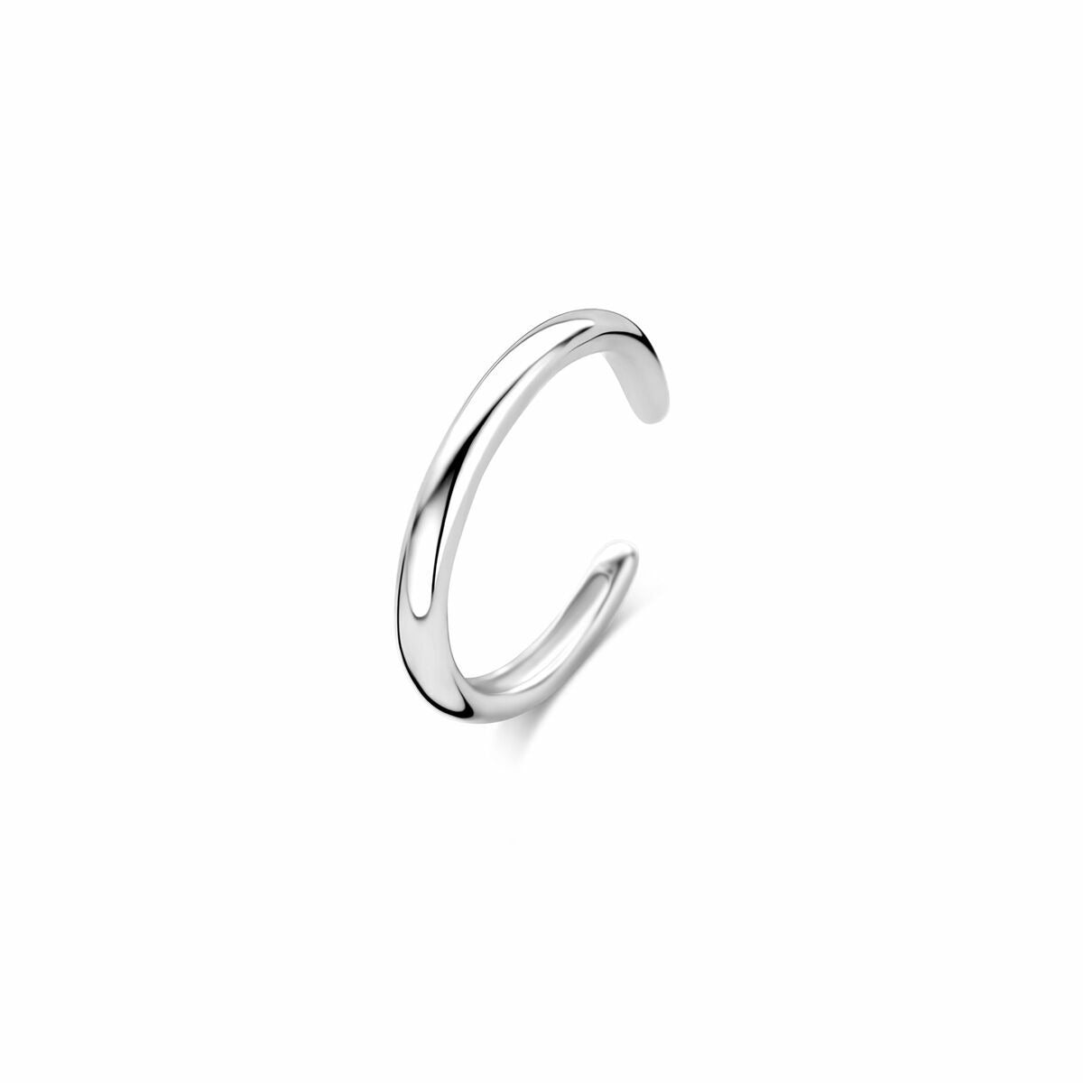 Ear cuff en argent 925 rhodié, au design lisse et moderne, en forme de C.
