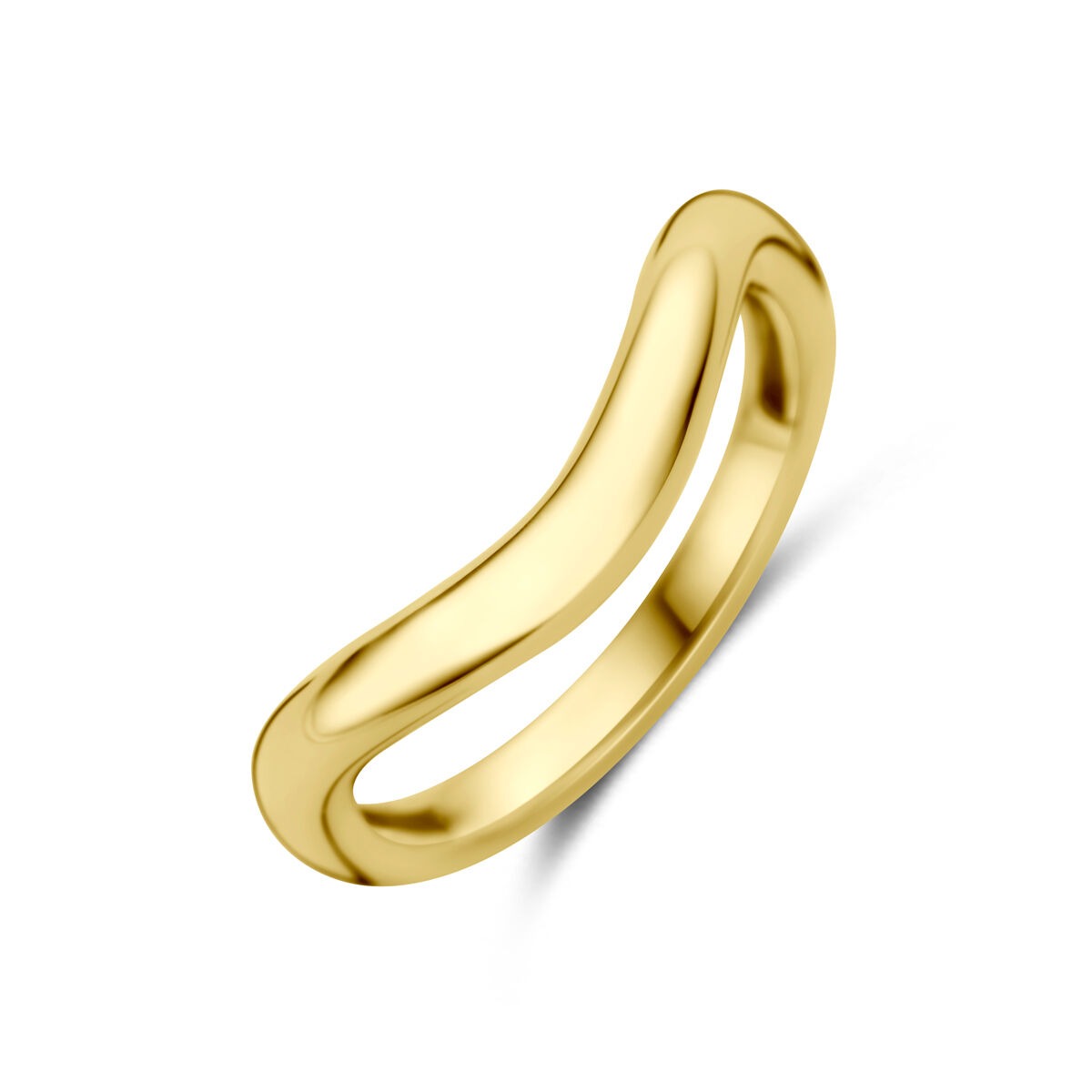 bague en or jaune 14 carats au design ondulé et poli.
