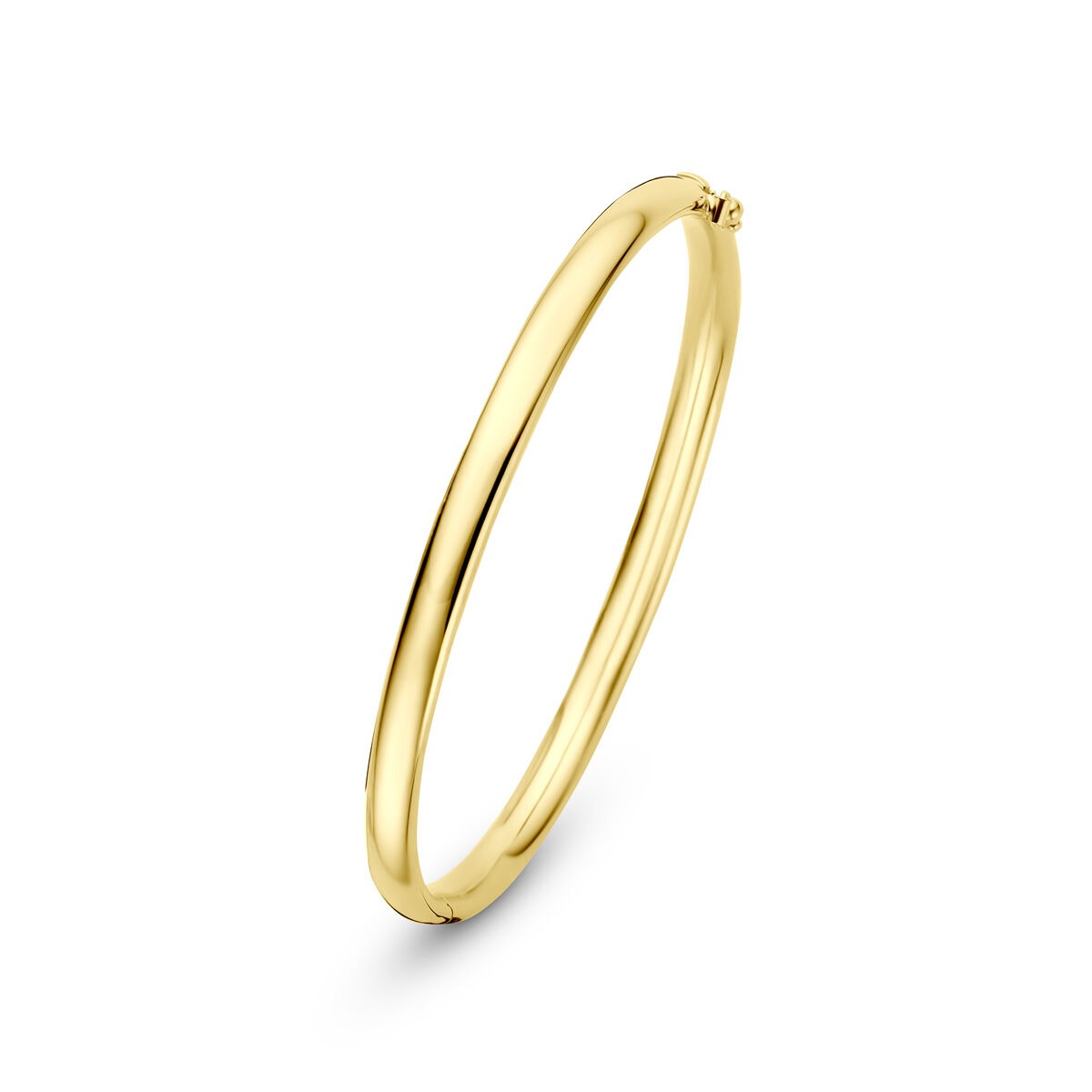 Bracelet jonc en or jaune 14 carats, finition lisse, d'une largeur de 5 mm.