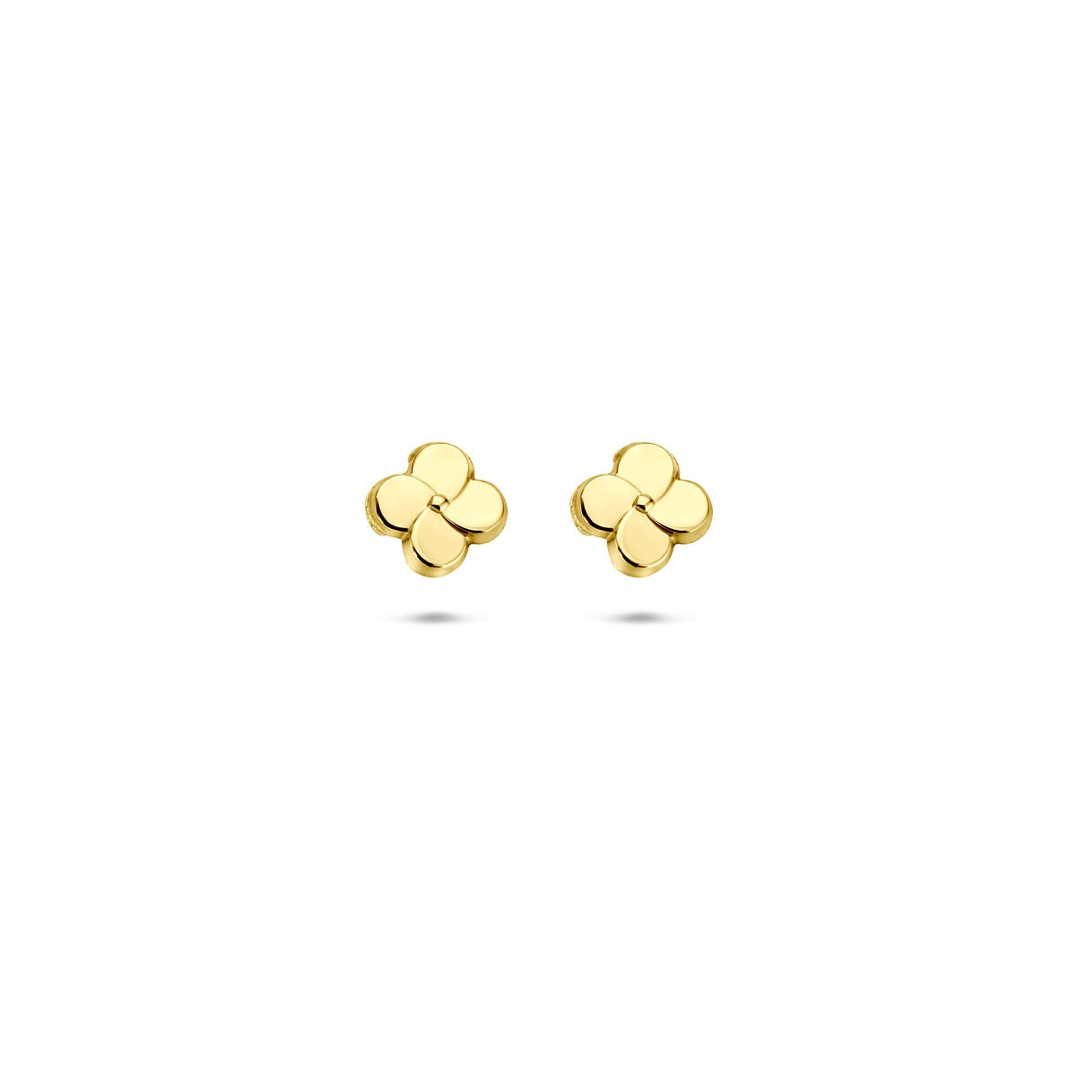 Boucles d'oreilles en or jaune 14 carats en forme de fleur, mesurant 5 mm.