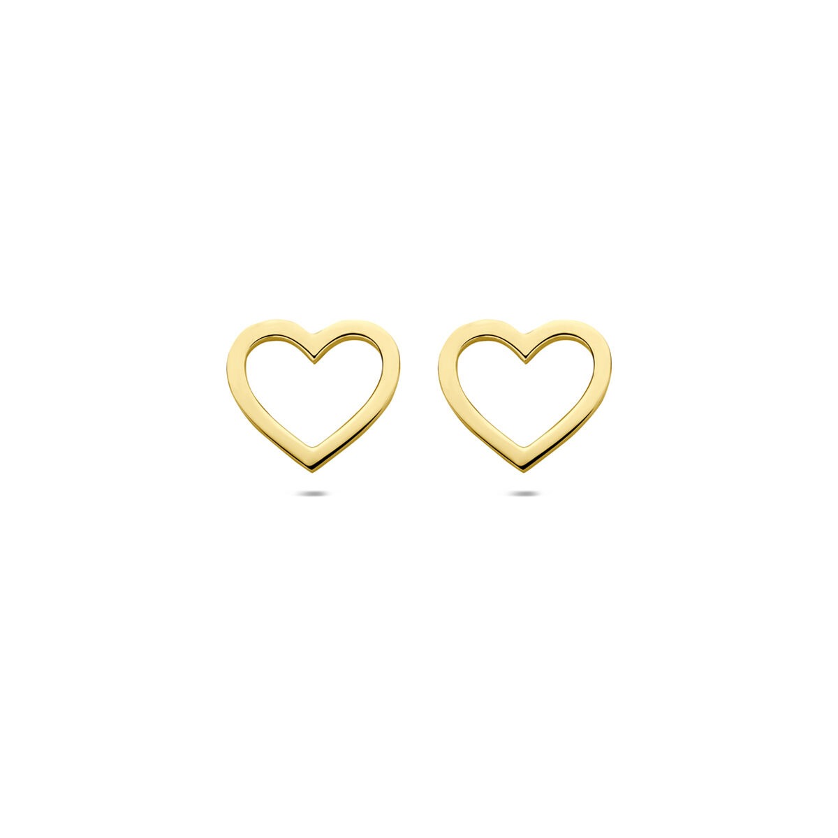 Boucles d'oreilles en or jaune en forme de cœur.
