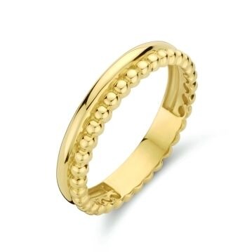Bague en or jaune 9 carats avec motif de billes, à la fois ludique et stylé.