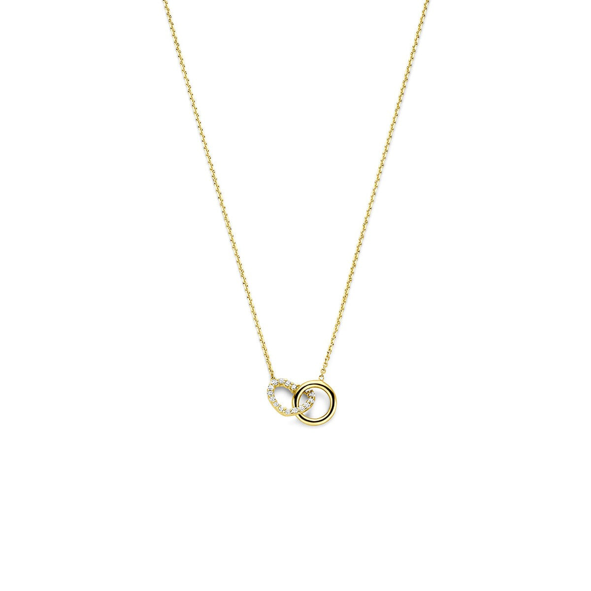 Collier en or 14 carats avec un cœur et zirconia, design délicat.