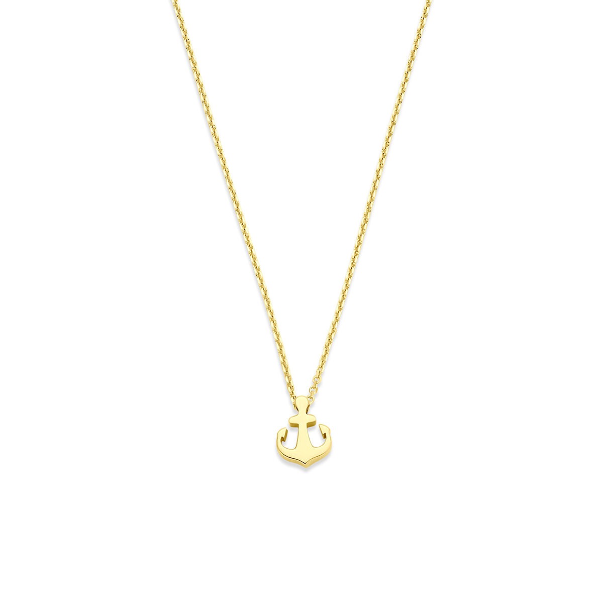 Collier en or jaune 14 carats avec un pendentif en forme d'ancre.