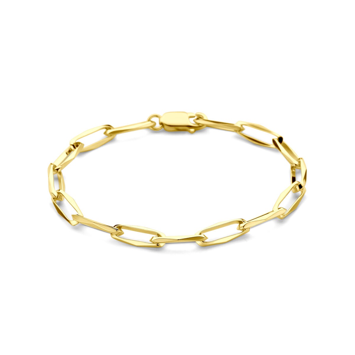 Bracelet en or jaune 14 carats, maillons ovales de 5,5 mm, finition brillante.