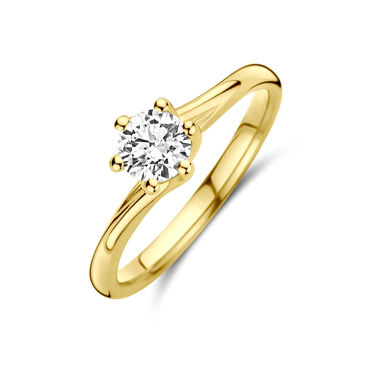 Bague en or jaune 14 carats avec un diamant lab grown de 0,50 ct.