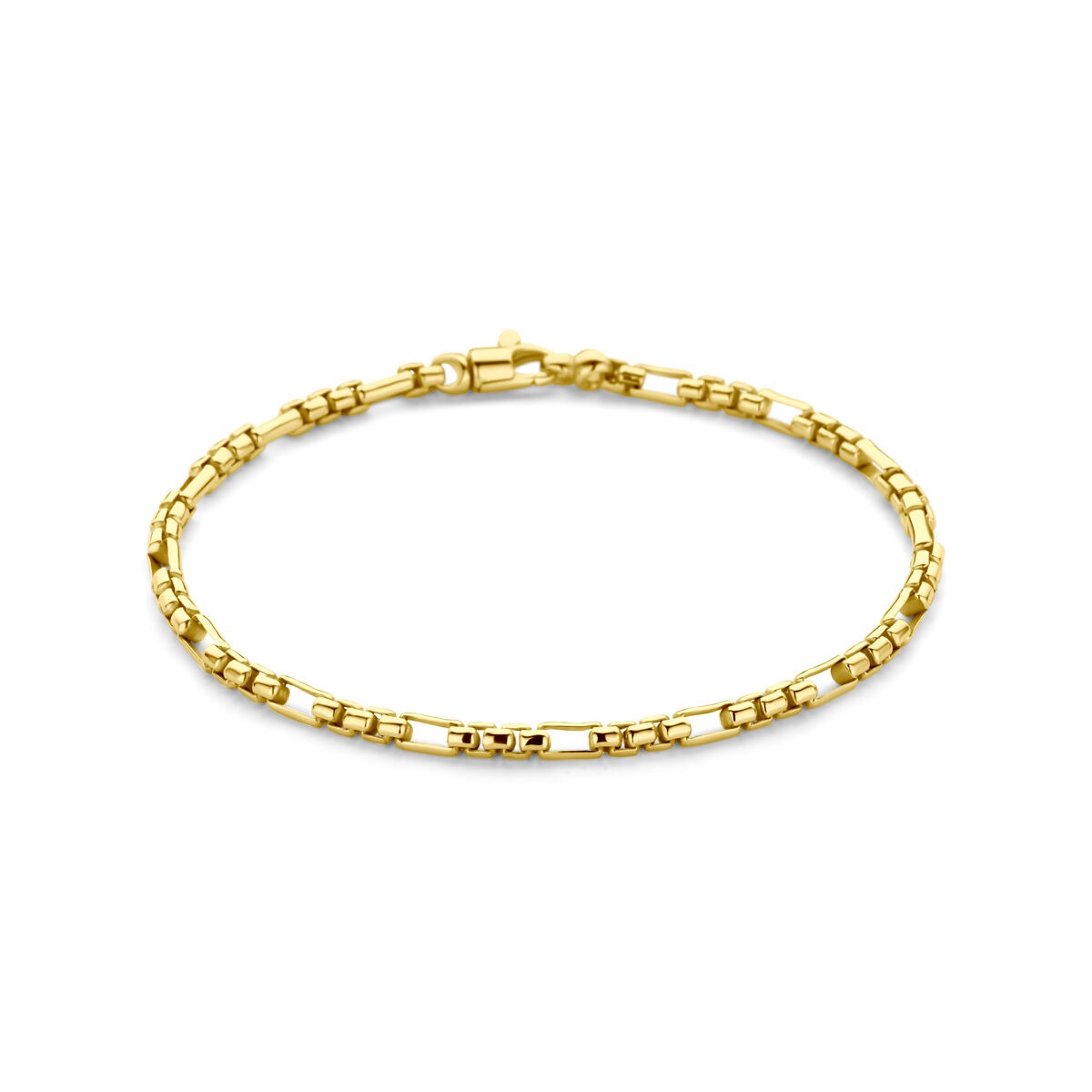 Bracelet en or jaune 14 carats avec noyau en argent, de 3 mm de largeur.