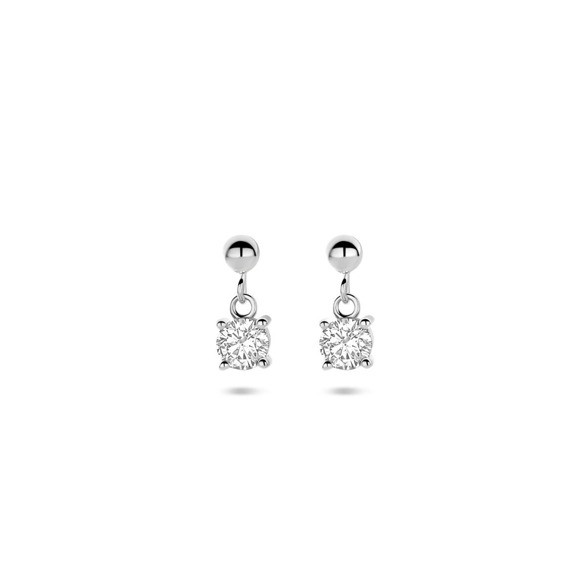 Boucles d'oreilles en argent rhodié avec zirconia, d'une taille de 11 mm.