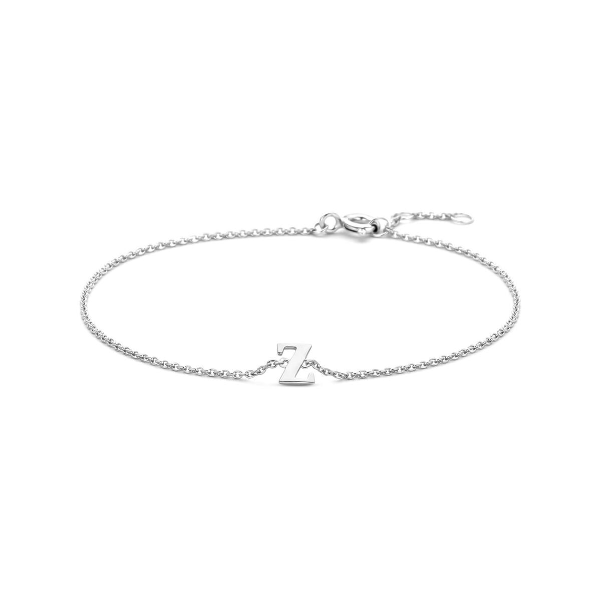 Gerhodineerde 925 zilveren armband met letter