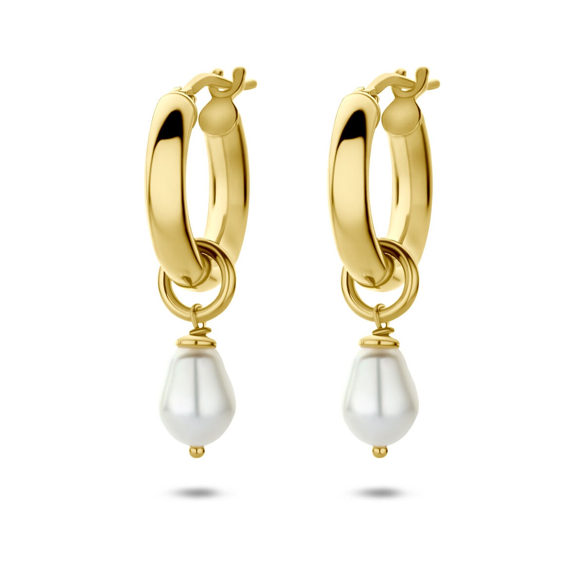 Boucles d'oreilles en argent 925 doré avec perles d'eau douce.