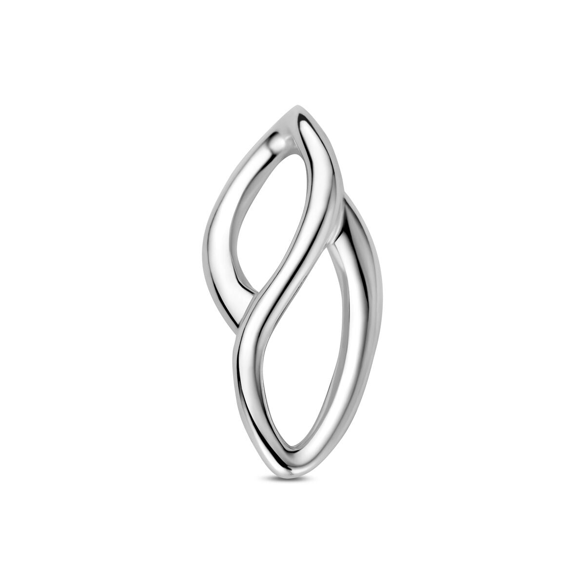 Pendentif en argent 925 rhodié, en forme de double boucle stylisée.
