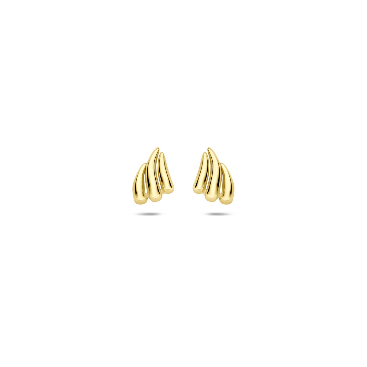 Boucles d'oreilles en or jaune 9 carats, forme ondulée, dimensions 6,5 x 5 mm.
