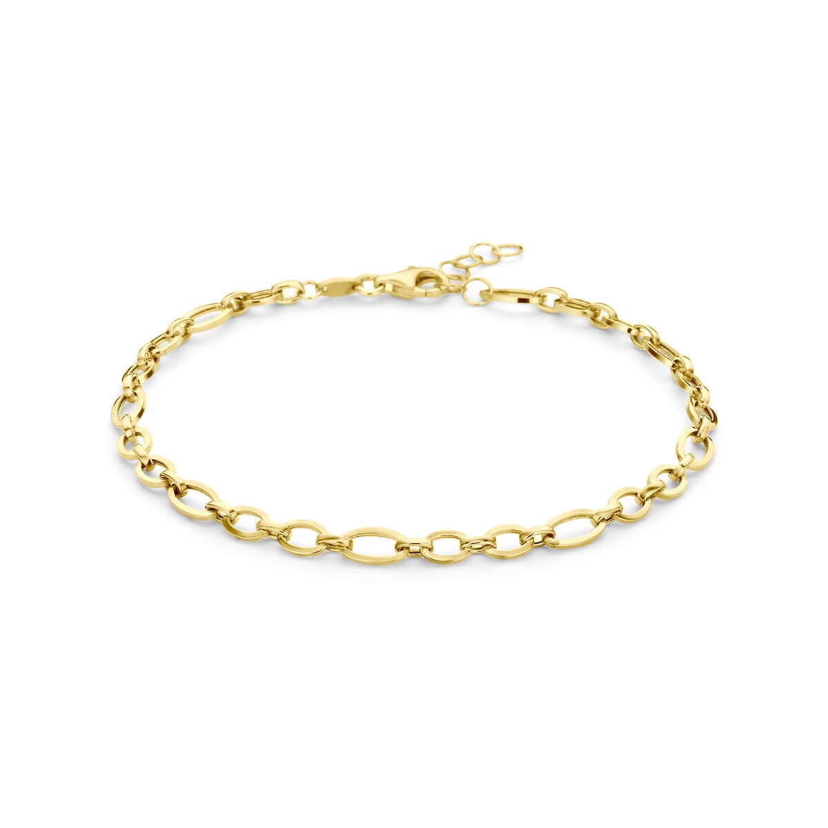 Bracelet en or jaune 14 carats avec maillons en forme d'ancre.