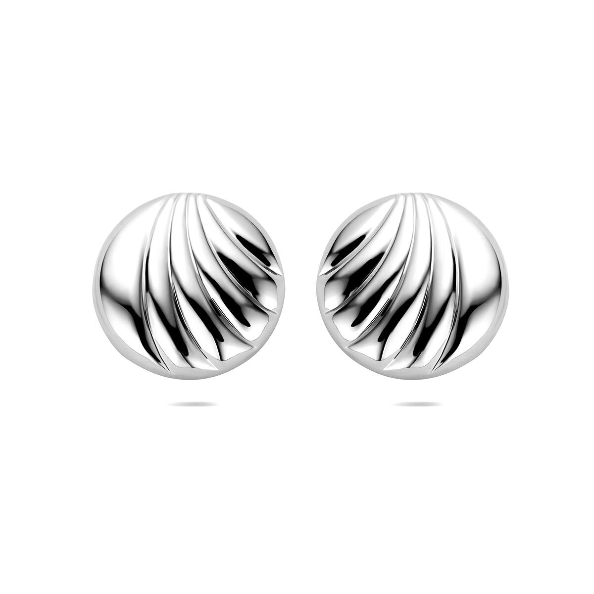 Boucles d'oreilles en argent rhodié de 18 mm avec un motif ondulé.