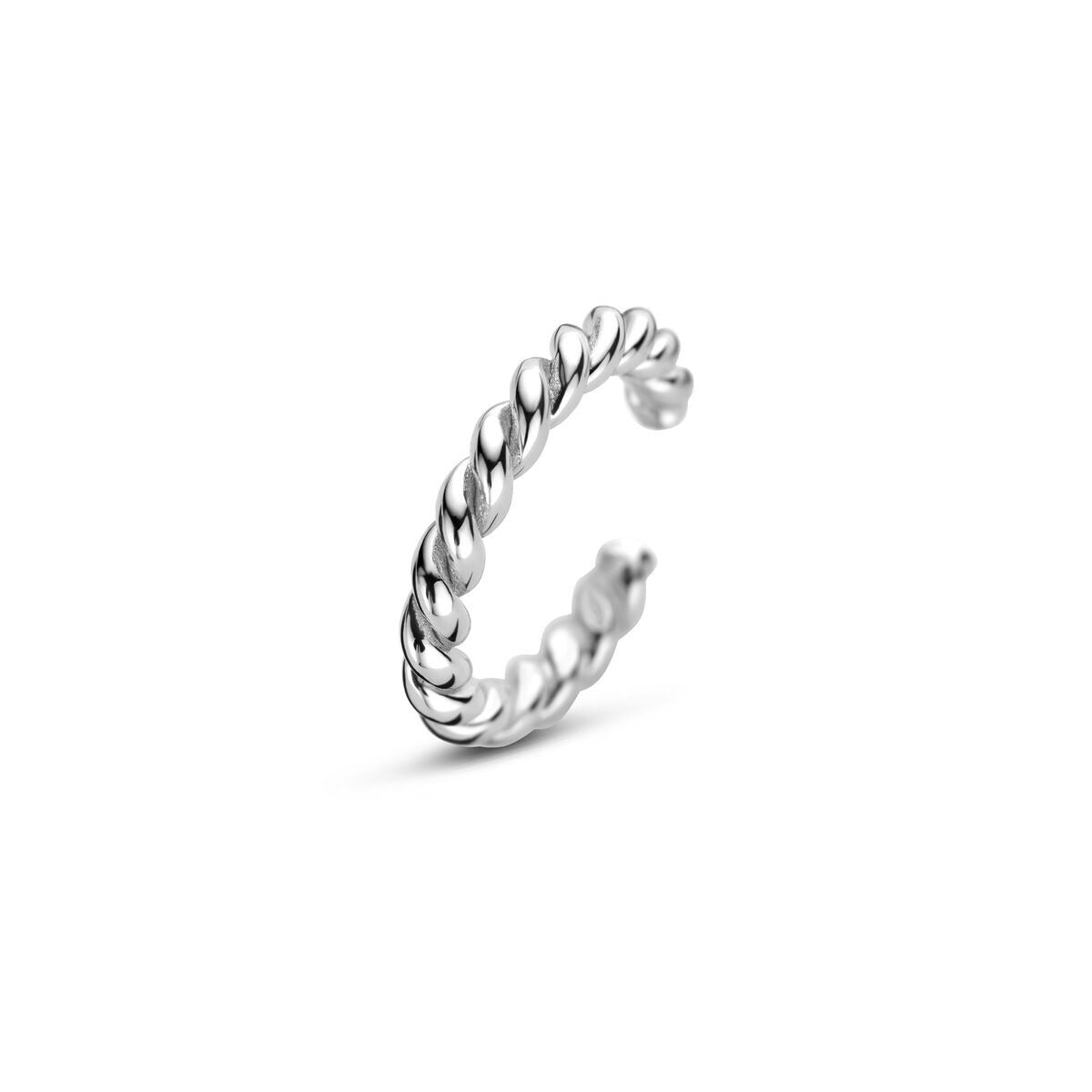 Ear cuff en argent rhodié en 925, avec un design torsadé.