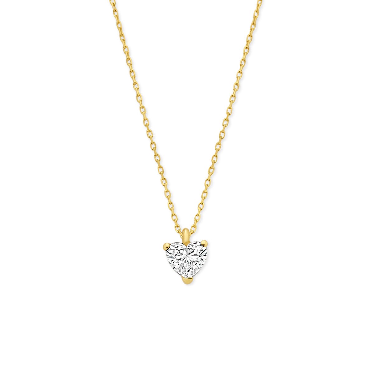 Collier en or jaune 14 carats avec un diamant lab grown en forme de cœur de 0,50 ct.