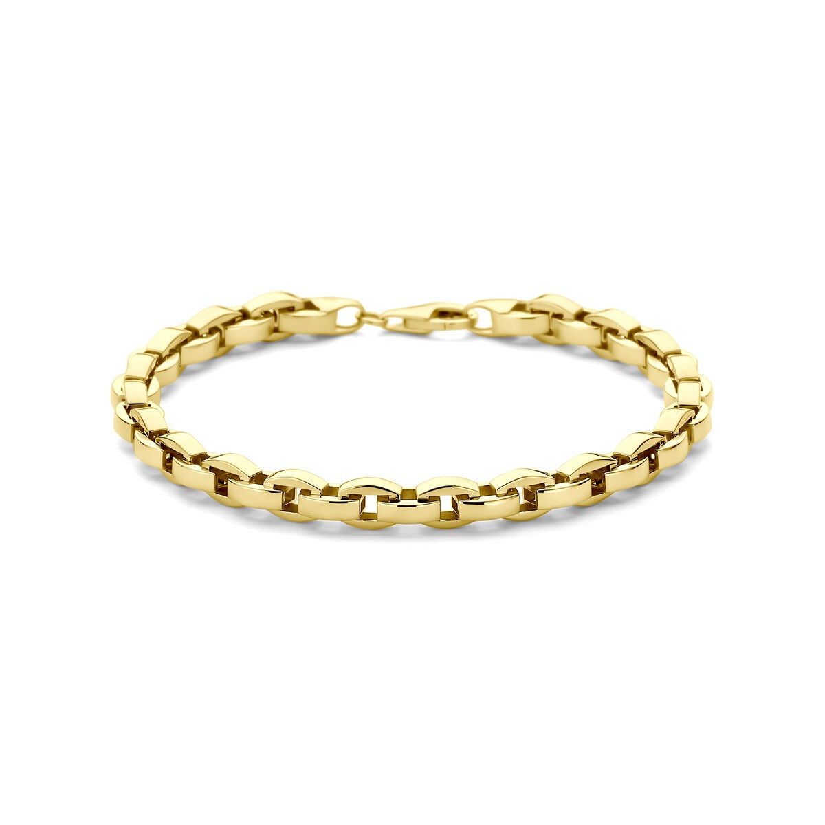 Bracelet en or 14 carats avec maillons vénitiens de 5,3 mm, longueur de 19 cm.