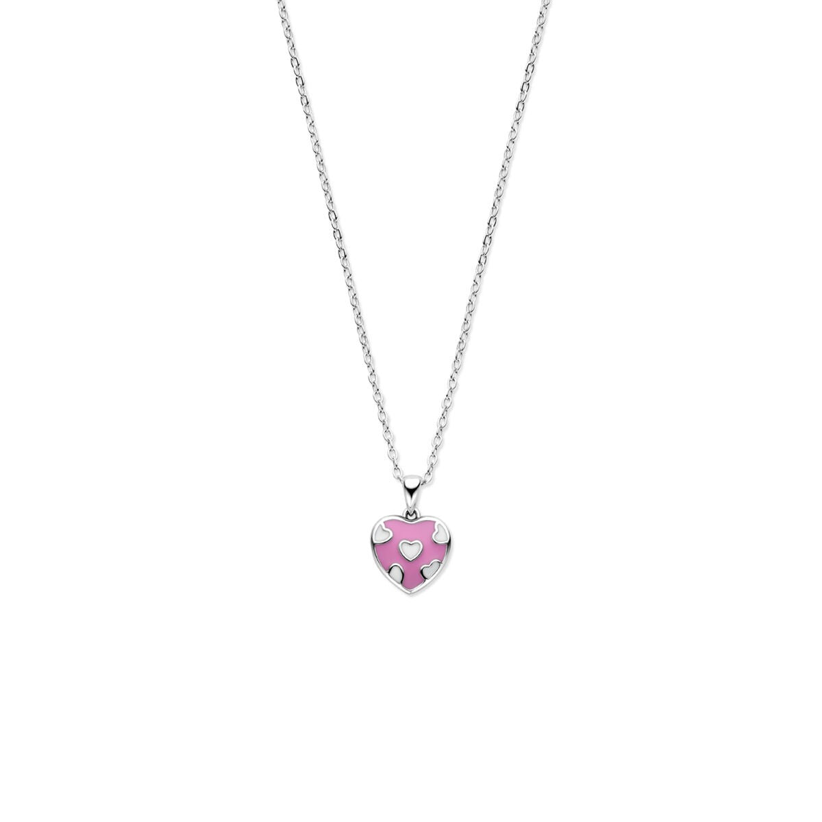 Collier en argent avec cœur – collier rhodié pour enfant 36 + 3 cm