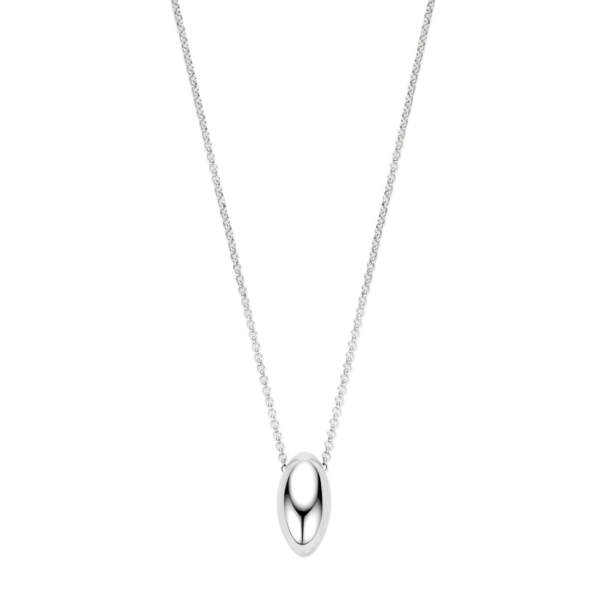 Collier en argent rhodié 925 avec maillon ancre, longueur de 41 + 4 cm.