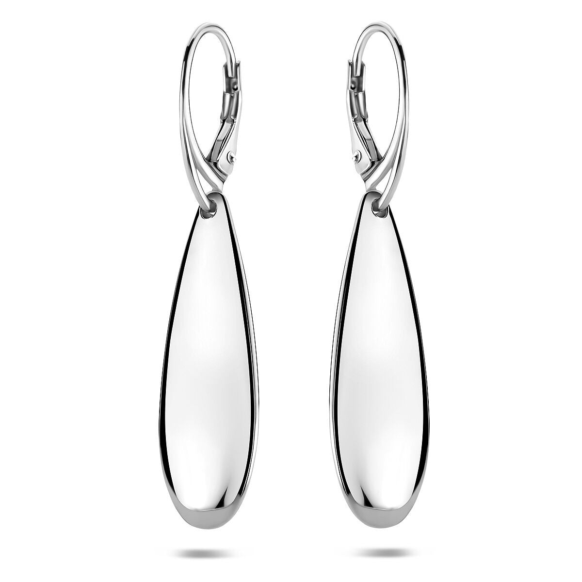 Boucles d'oreilles en argent, design en forme de goutte, longueur 48 mm.