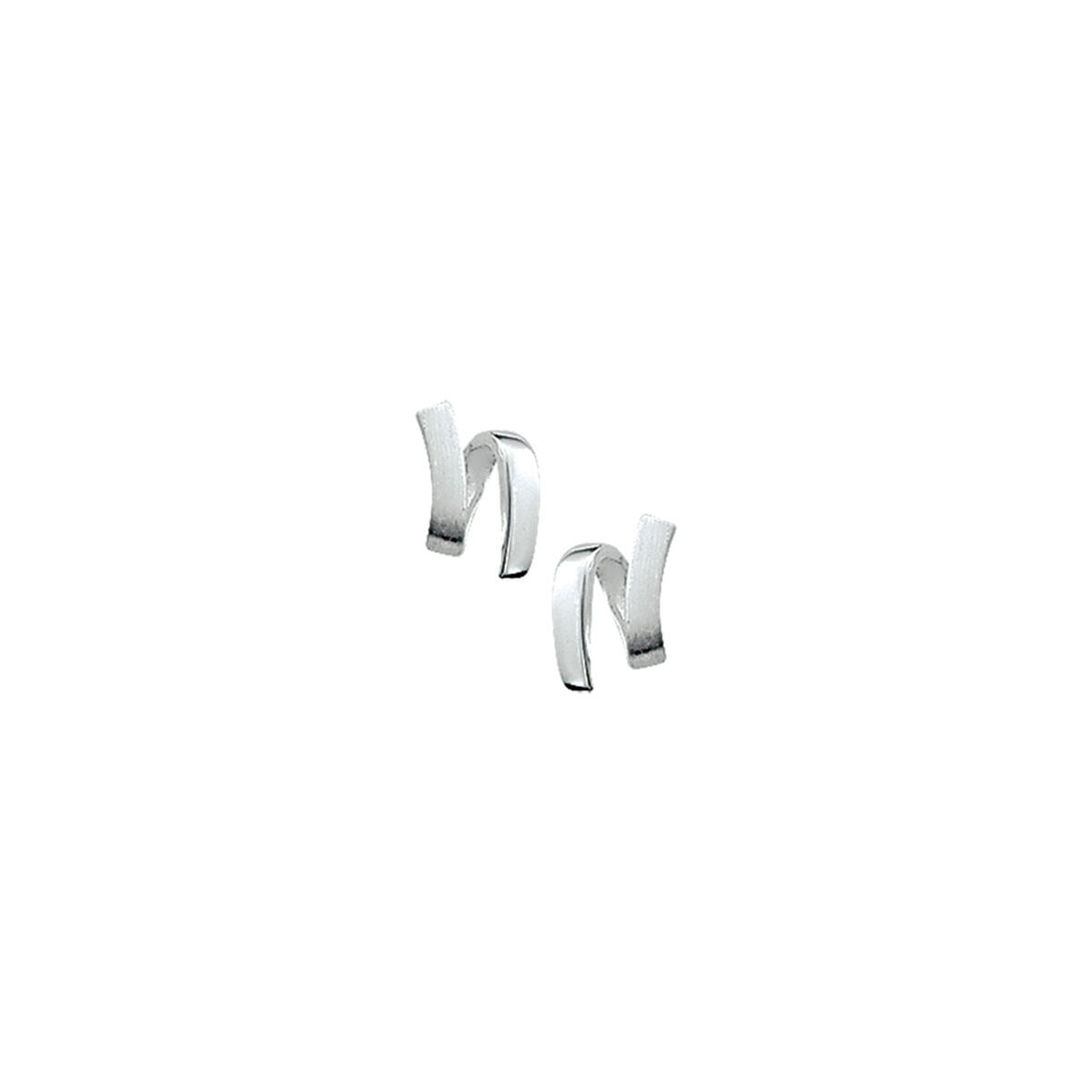 Boucles d'oreilles en argent 925 rhodié, finition polie et mate, forme ondulée.