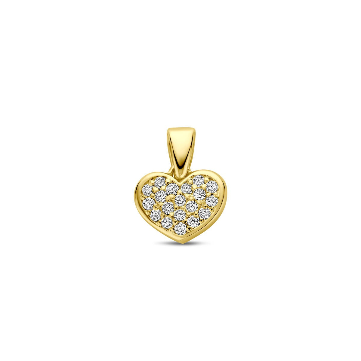 pendentif en cœur en or jaune 14 carats avec diamant cultivé en laboratoire.