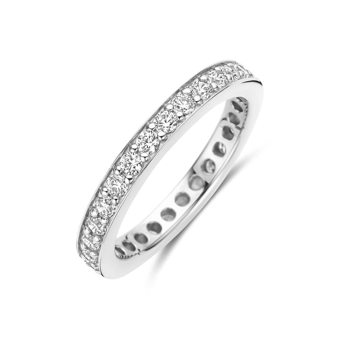 Bague en argent 925 rhodié ornée de zirconiums de 2,9 mm.