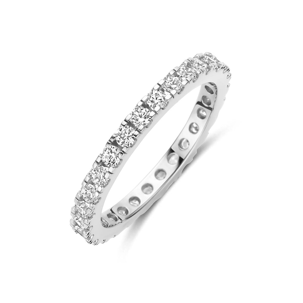 Bague en argent 925 rhodié ornée de zirconia de 2,2 mm.