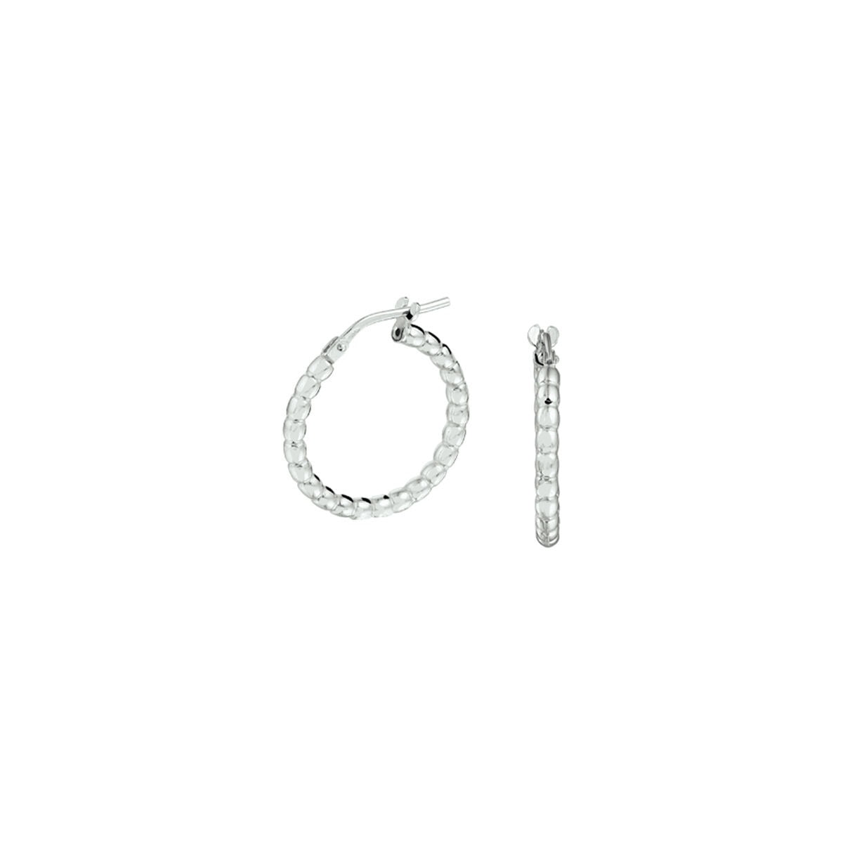 Boucles d'oreilles en argent rhodié de 20 mm avec un motif tressé.