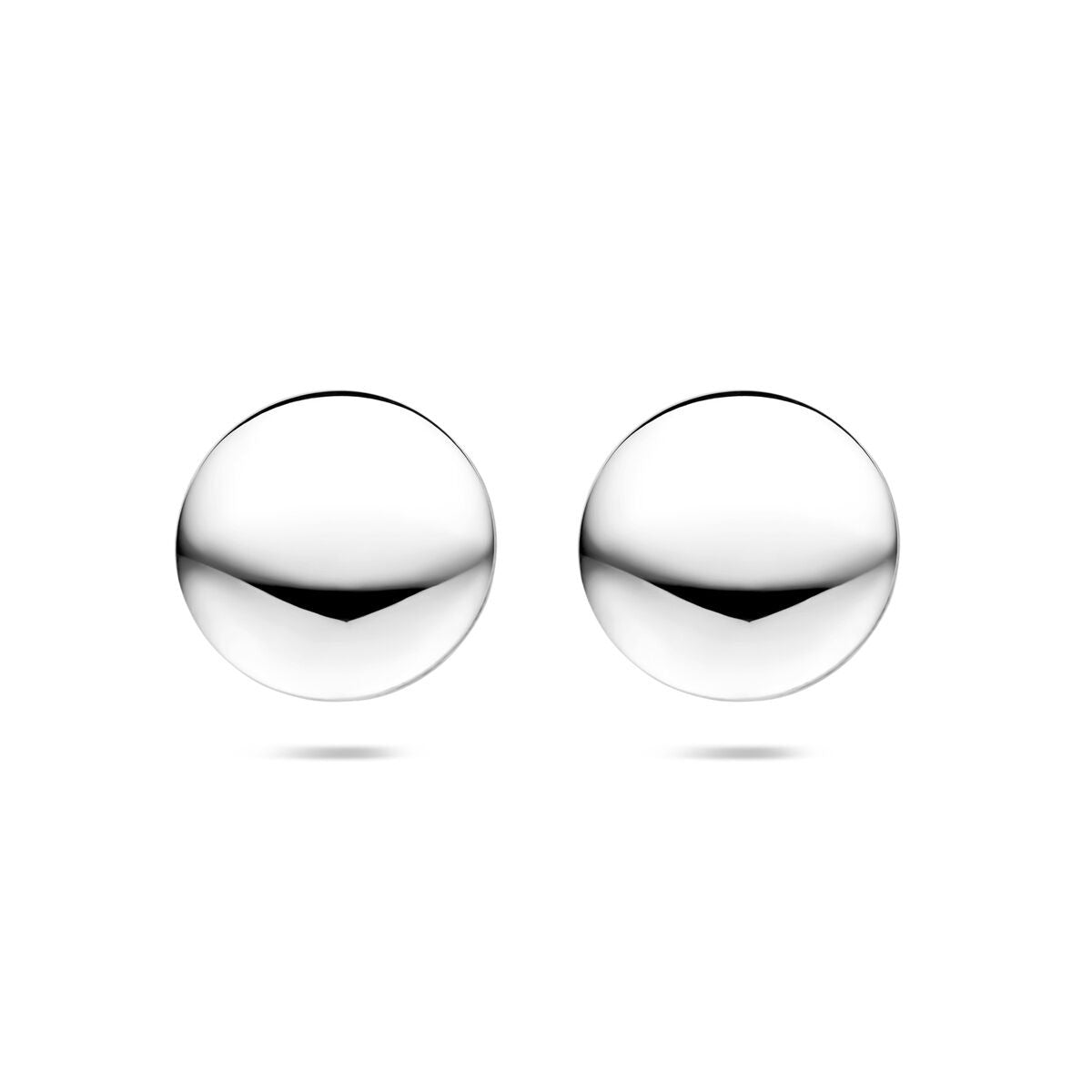 Boucles d'oreilles rondes en argent rhodié 925, avec une finition brillante.