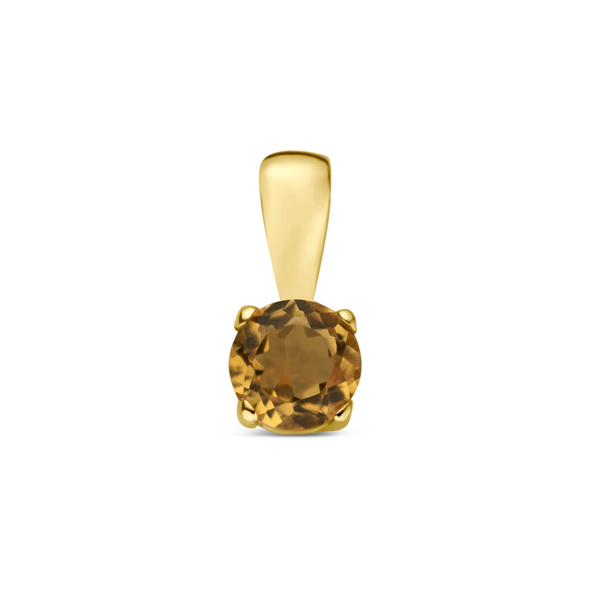Pendentif en or jaune 14 carats avec une pierre de citrine ronde.