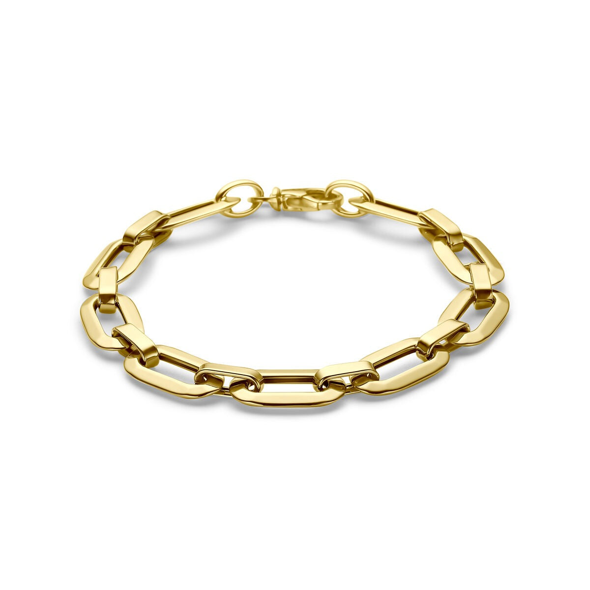 Bracelet en or jaune 14 carats avec maillons en forme d'ancre.