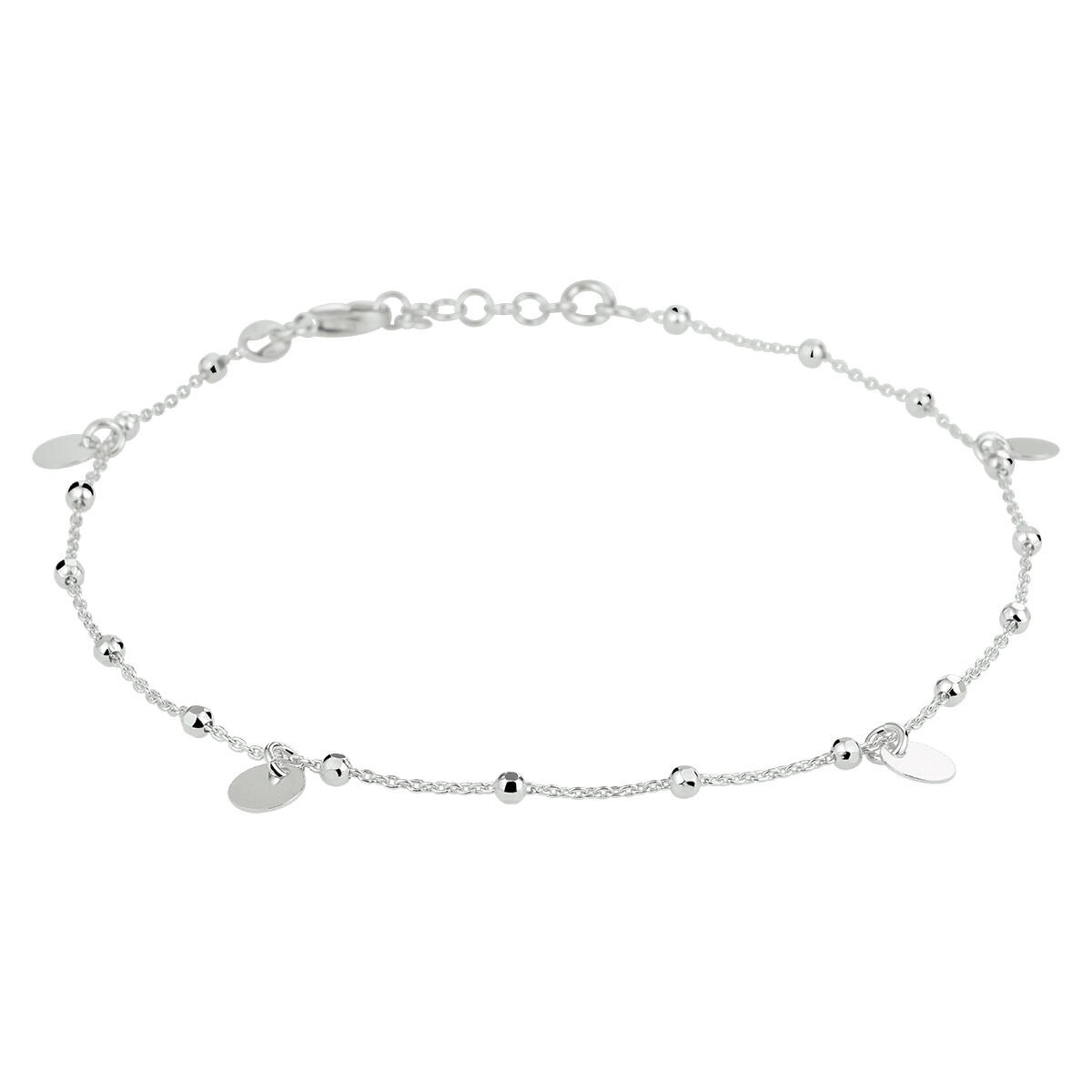 Bracelet en argent rhodié avec des ronds et des maillons en ancre.