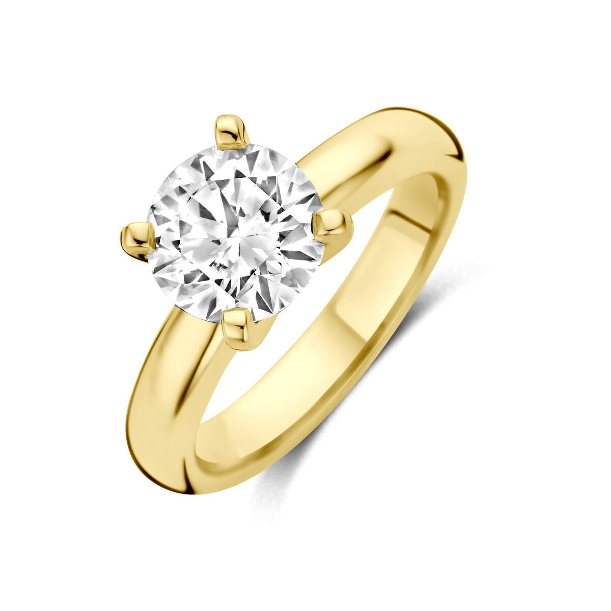 Bague en or jaune 14 carats avec diamant lab grown de 2,00 ct.
