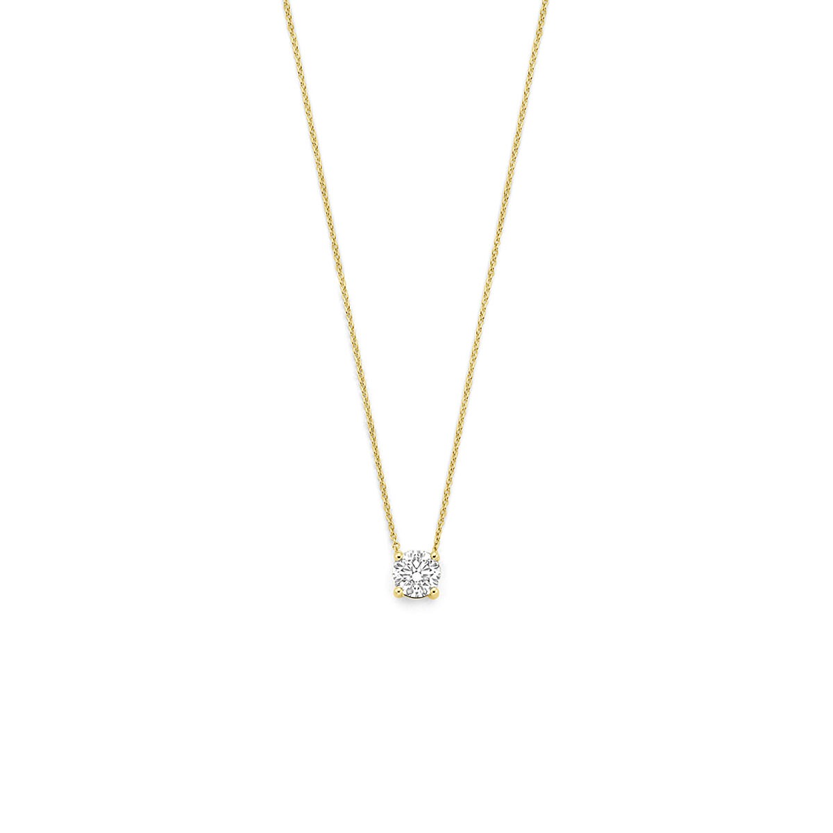 Collier en or jaune 14 carats avec un diamant lab-grown.