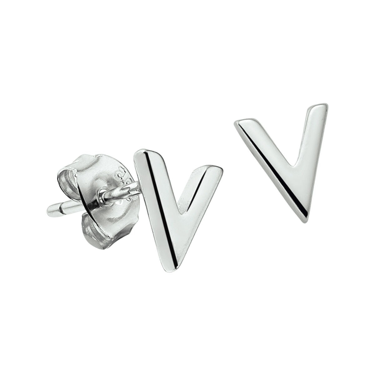 Boucles d'oreilles en argent rhodié en forme de V.