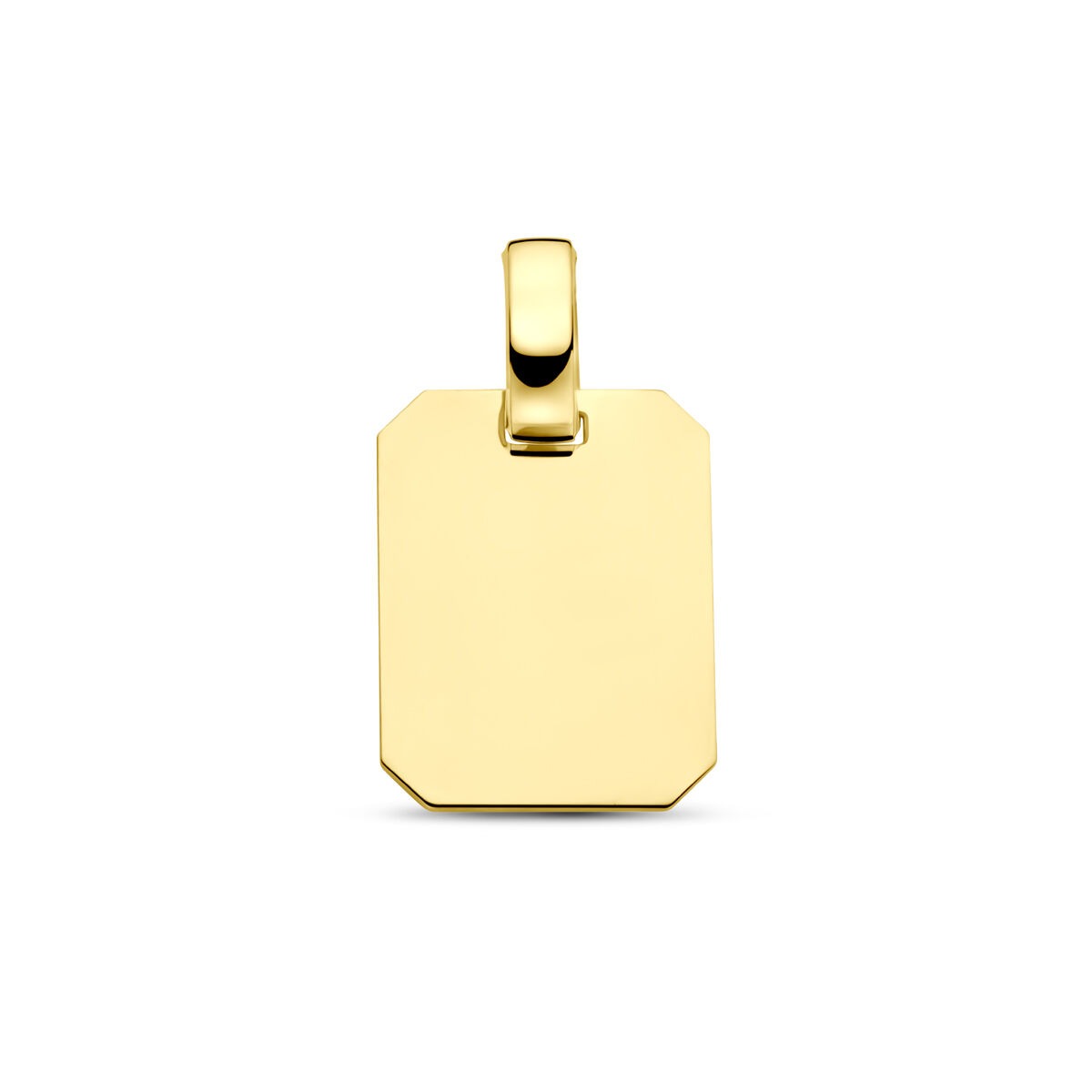 Pendentif en or jaune 14 carats, de forme rectangulaire avec une finition lisse et simple.