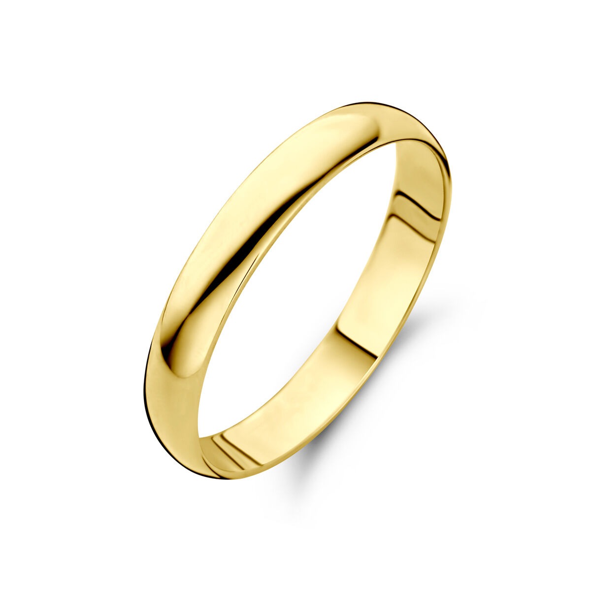 Bague en or jaune de 3 mm, finition lisse et brillante.