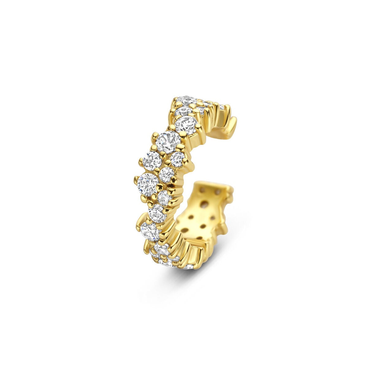 Ear cuff en argent doré orné de zirconiums, design élégant et sans piercing.