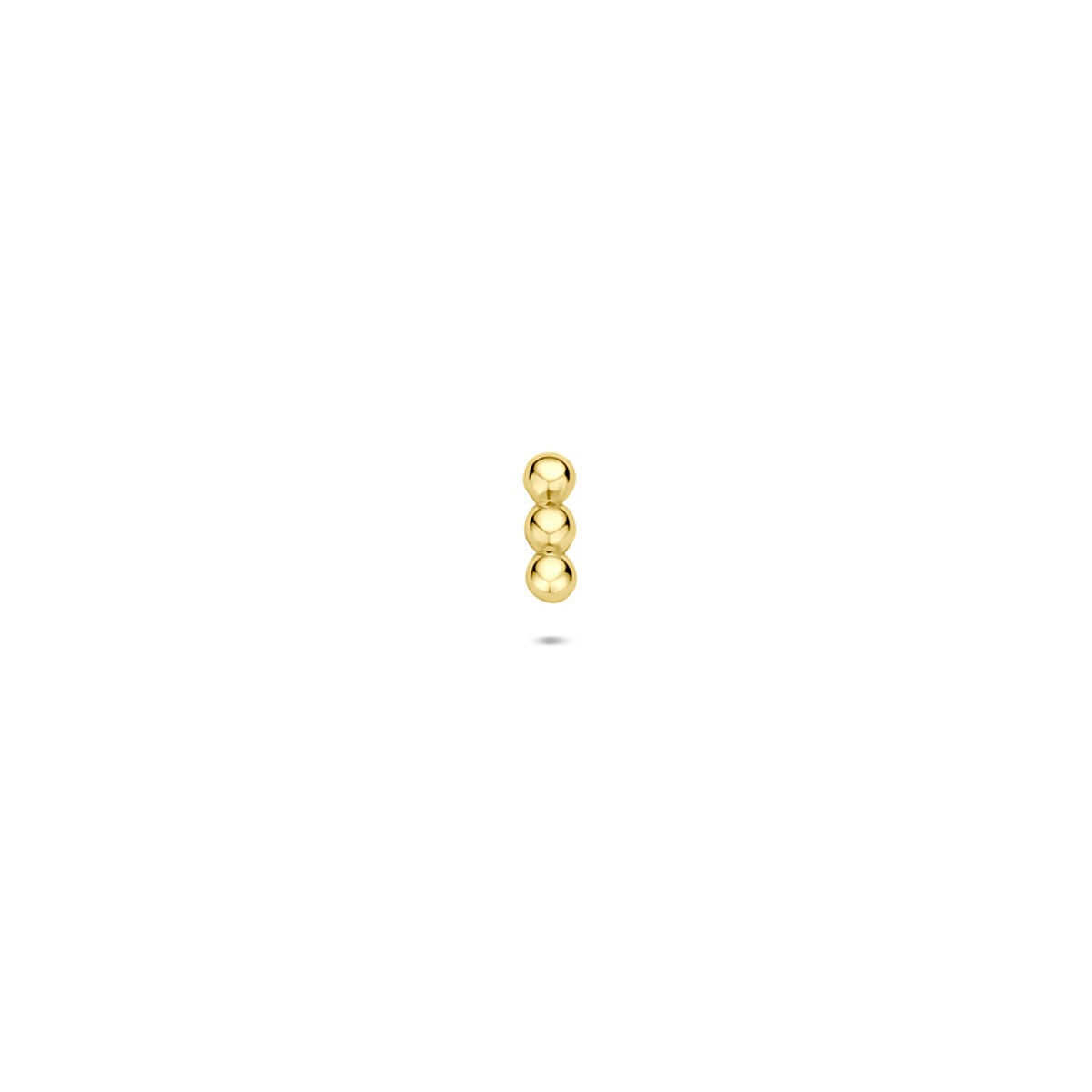 Piercing en or jaune à trois billes, diamètre de 4,5 mm.