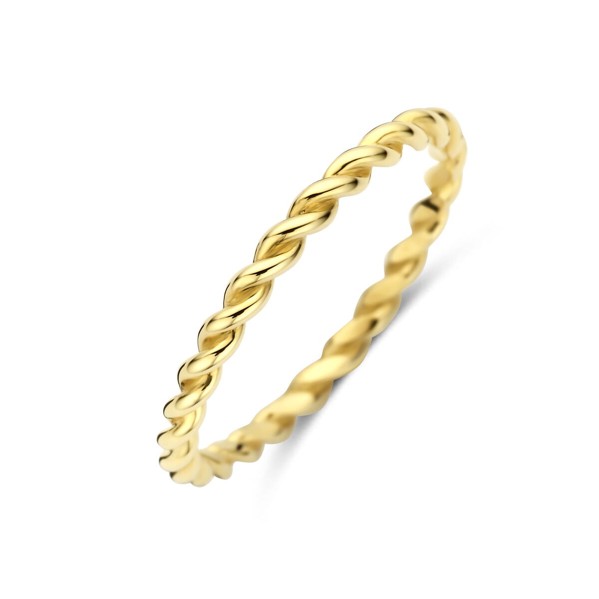 Bague en or jaune 9 carats, torsadée, de 2 mm de large.