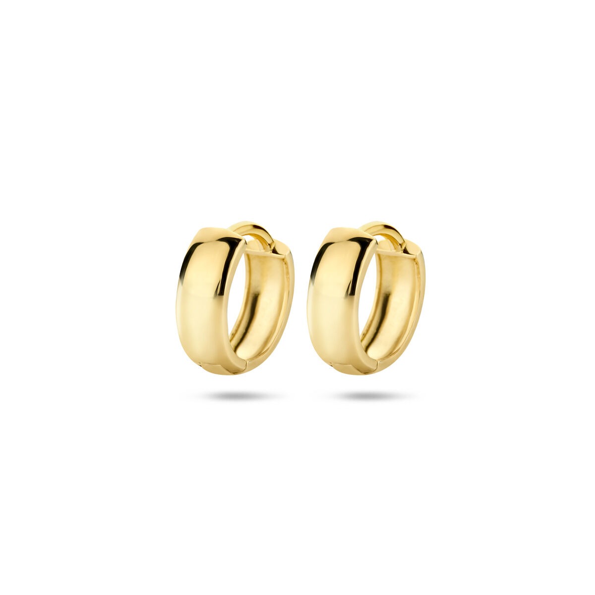 Boucles d'oreilles en or jaune 9 carats, de forme ronde, mesurant 12 x 3,2 mm.