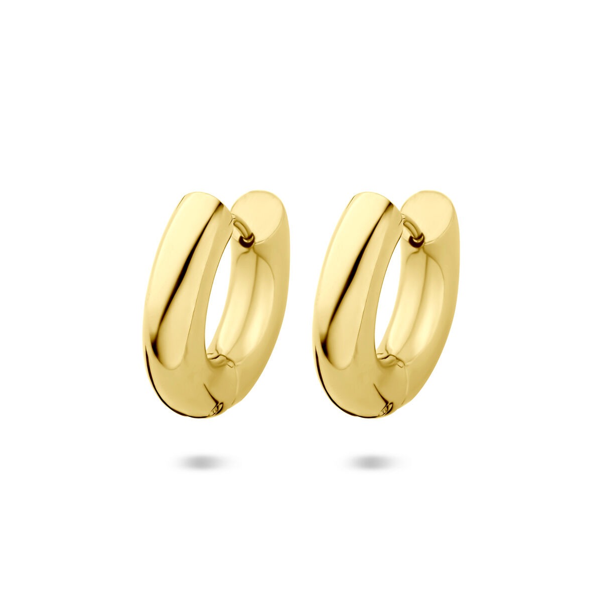 Boucles d'oreilles en acier doré, forme ronde, dimensions 20x5mm.