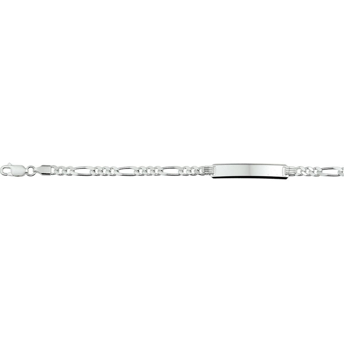 Bracelet en argent avec maillons figaro et plaque gravable, unisexe.