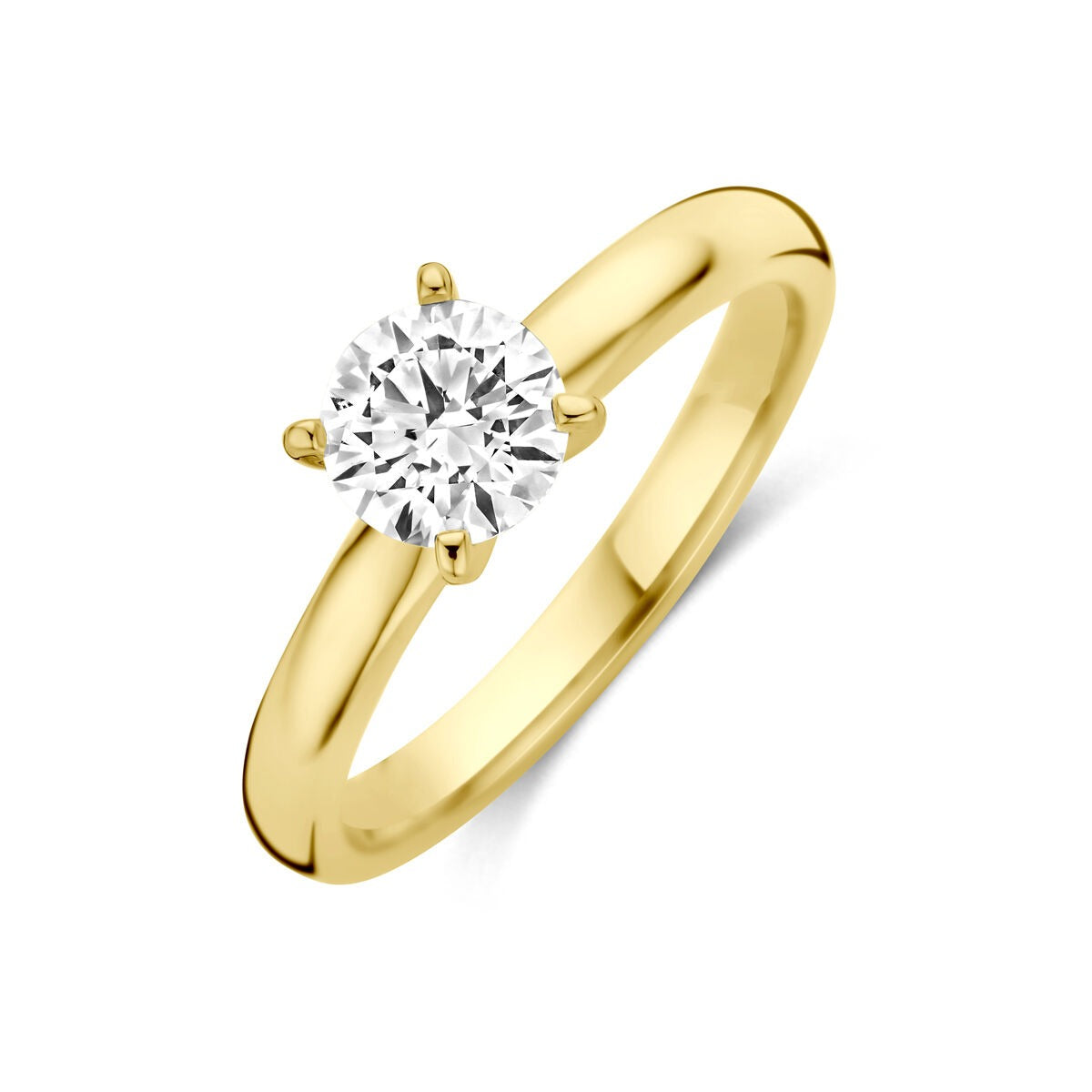 Bague en or jaune 14 carats avec un diamant lab grown de 0,75 ct.